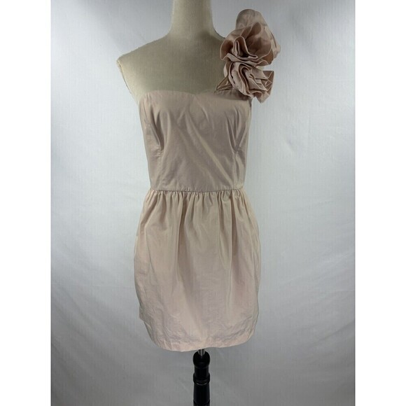 Pearl Georgina Chapman of Marchesa One Shoulder Dress Pink Peach 10 Rosettes - Picture 13 of 13